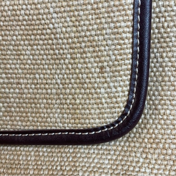 Etienne Aigner woven tan jute handbag with burgundy trim - Picture 13 of 16